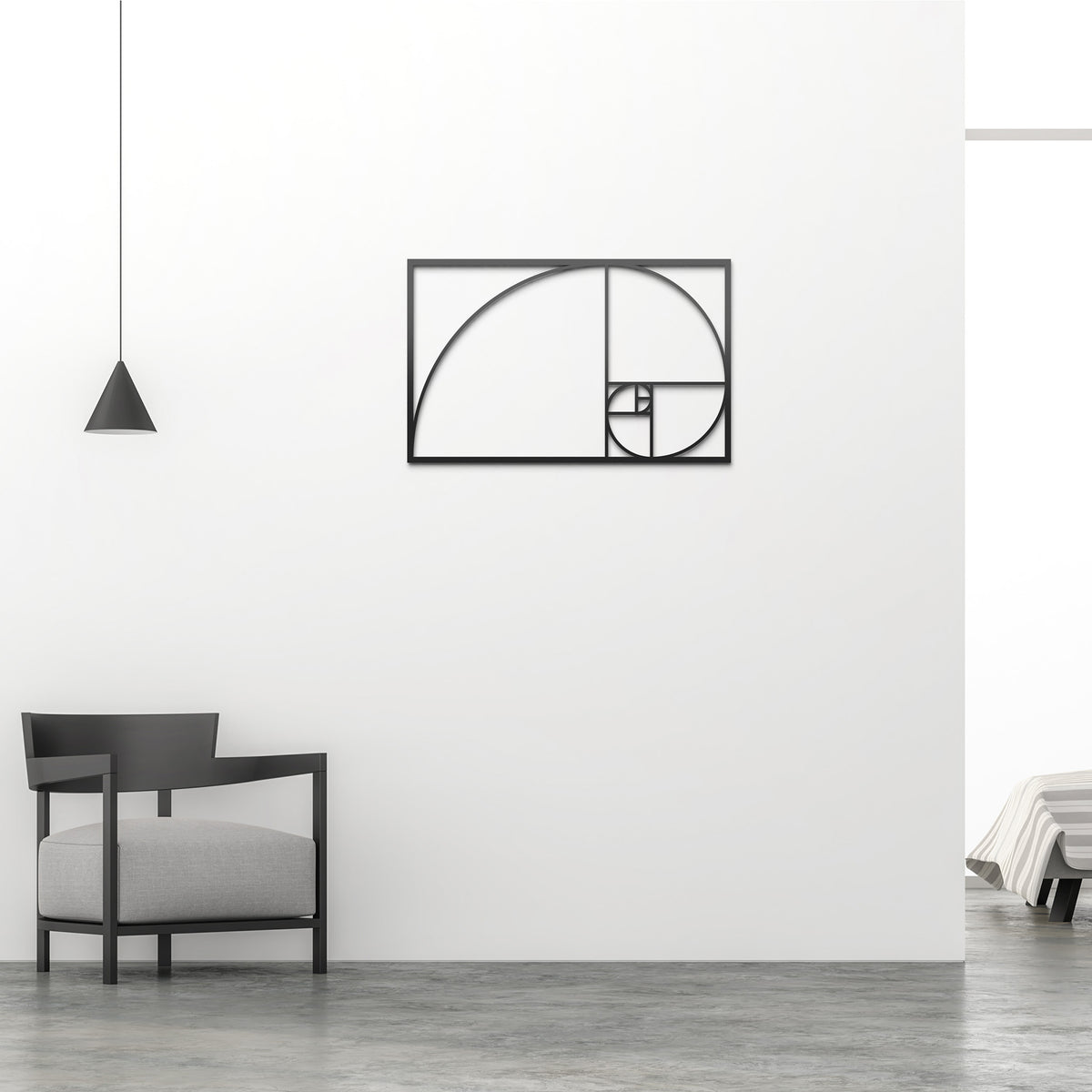 Mewa Goldener Schnitt im Flur mit heller Einrichtung und Schwarz Weiss Optik